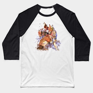 Watercolor Howling Coyote Animal Art Baseball T-Shirt